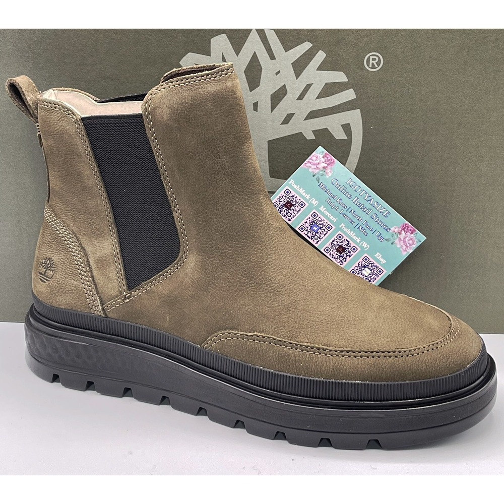 Timberland Ray City Chelsea Booties 10 Olive Green Leather Women's Boots